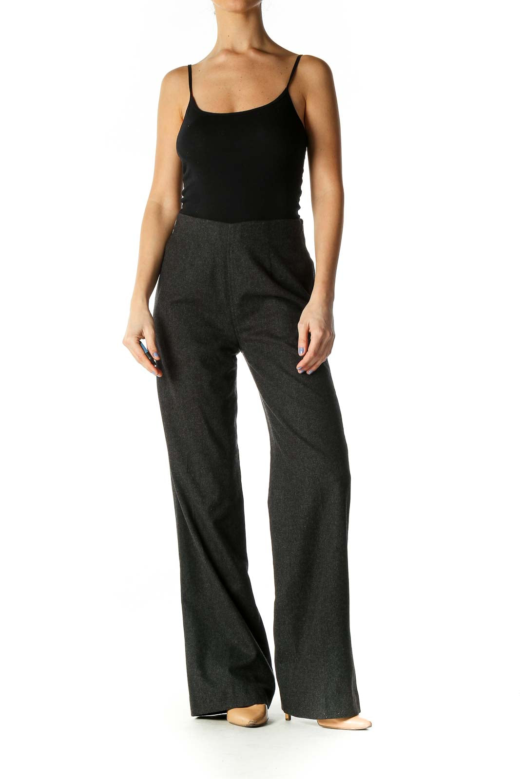 Black Solid Classic Trousers