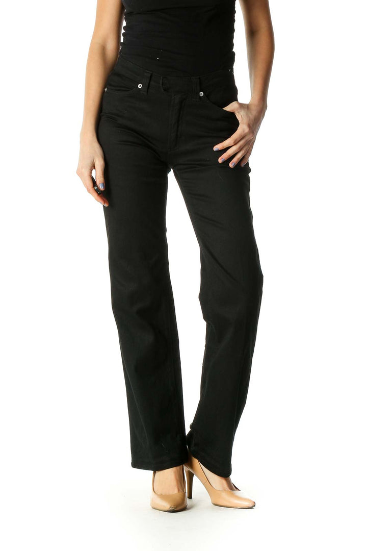 Black Solid Casual Trousers