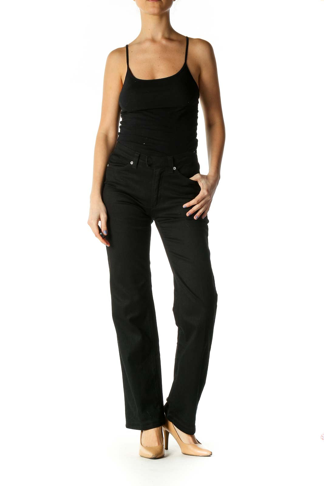 Black Solid Casual Trousers