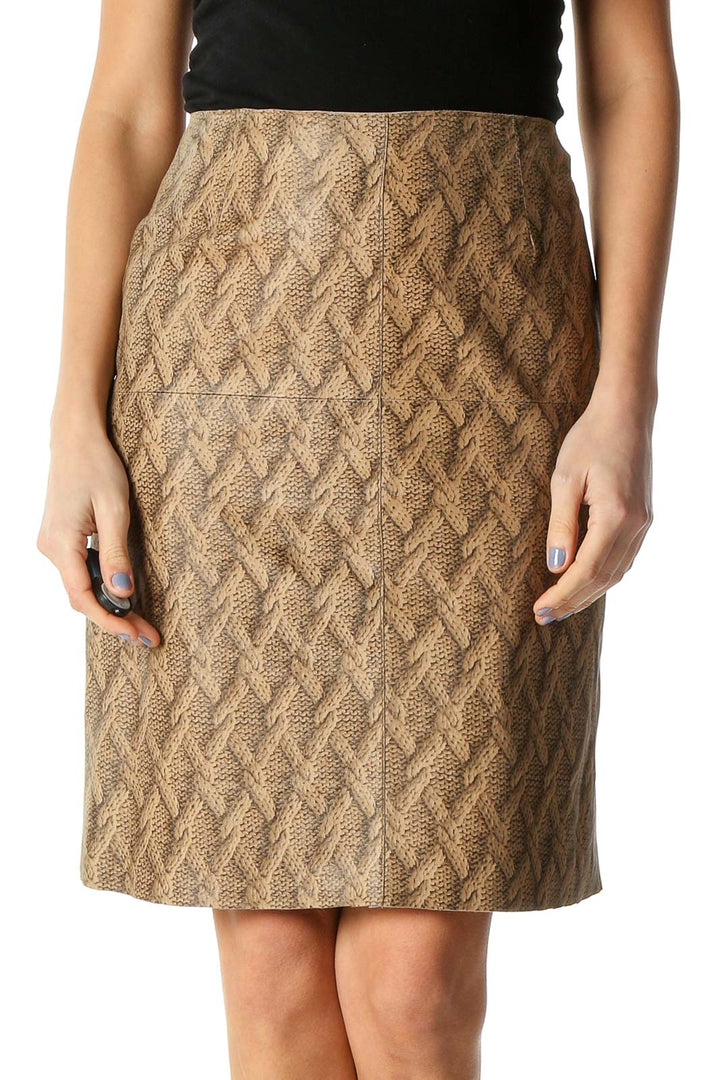 Beige Paisley Brunch Straight Skirt