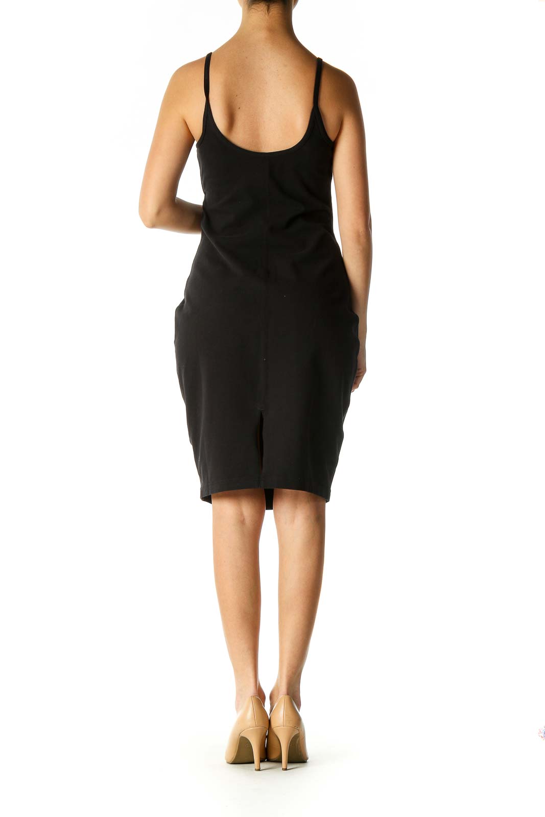 Black Solid Chic Sheath Dress