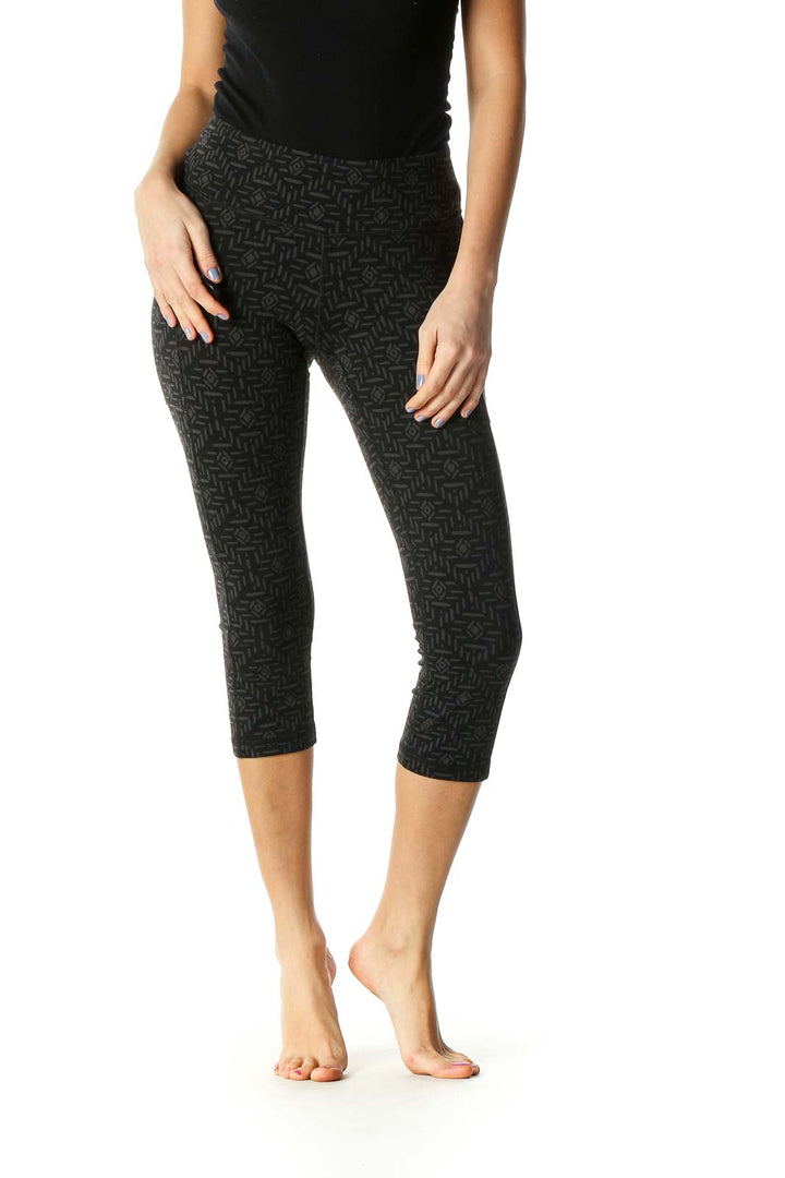 Black Colorblock Casual Leggings