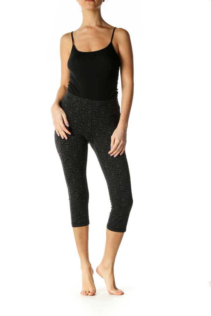 Black Colorblock Casual Leggings