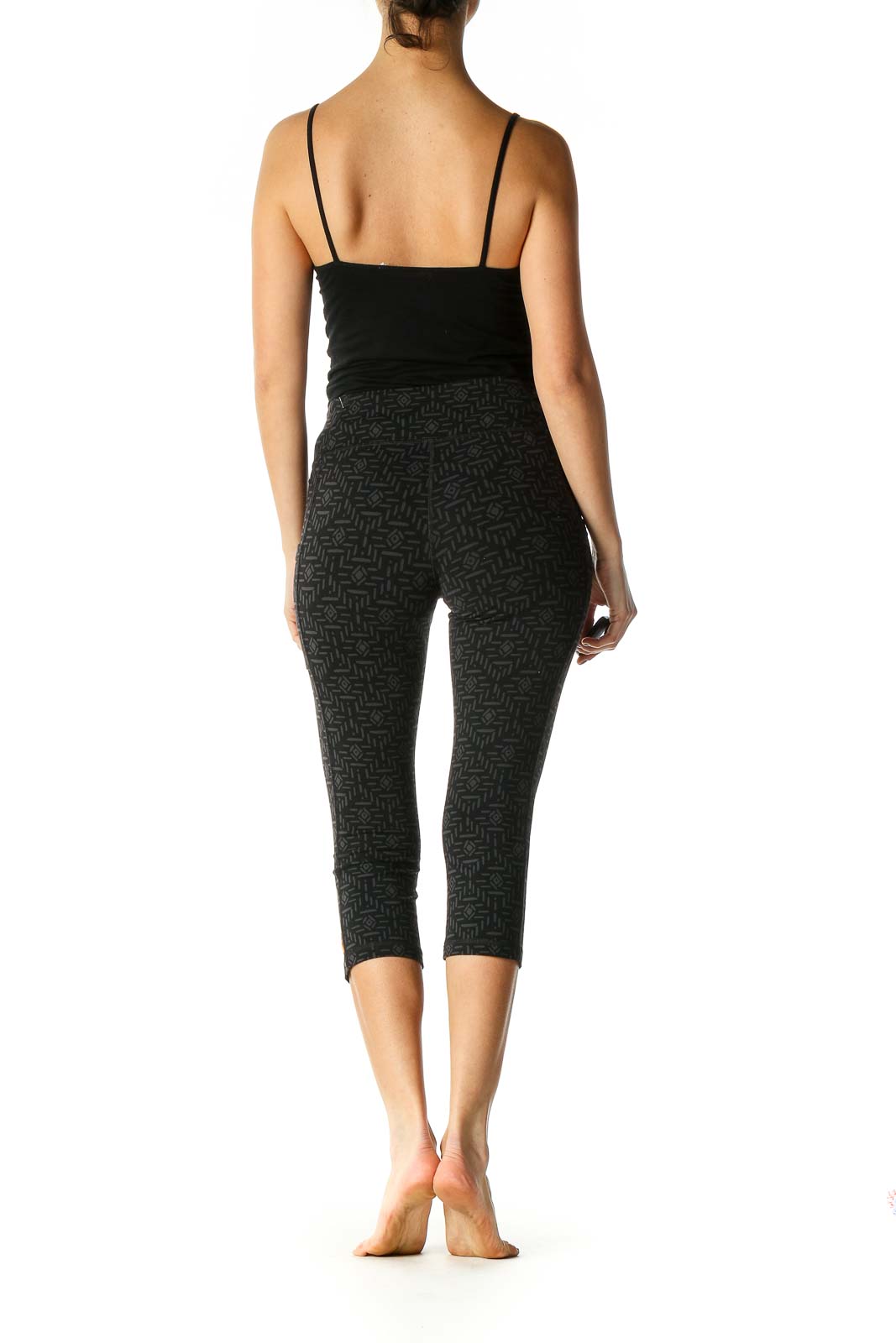 Black Colorblock Casual Leggings