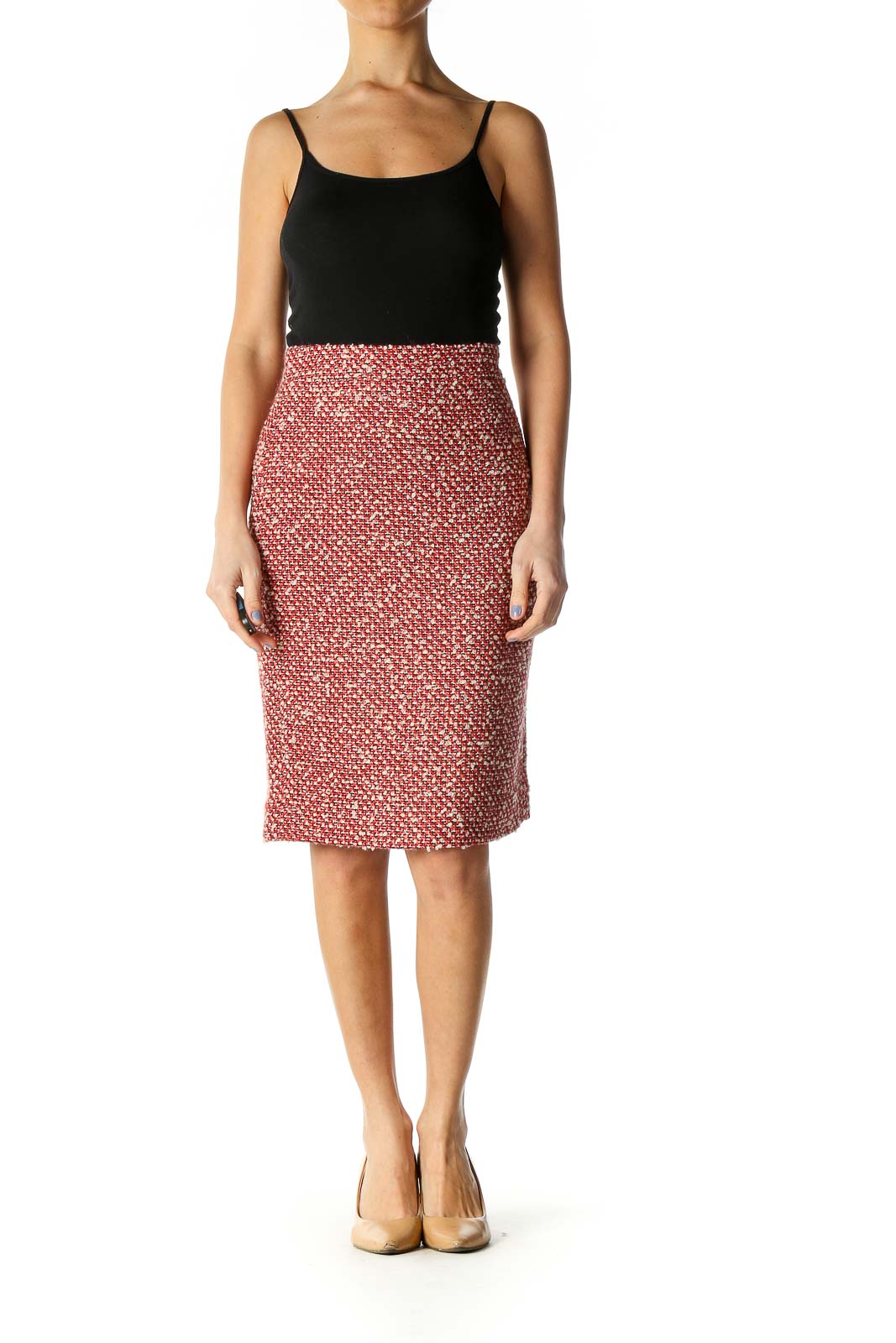 Red Paisley Classic Straight Skirt