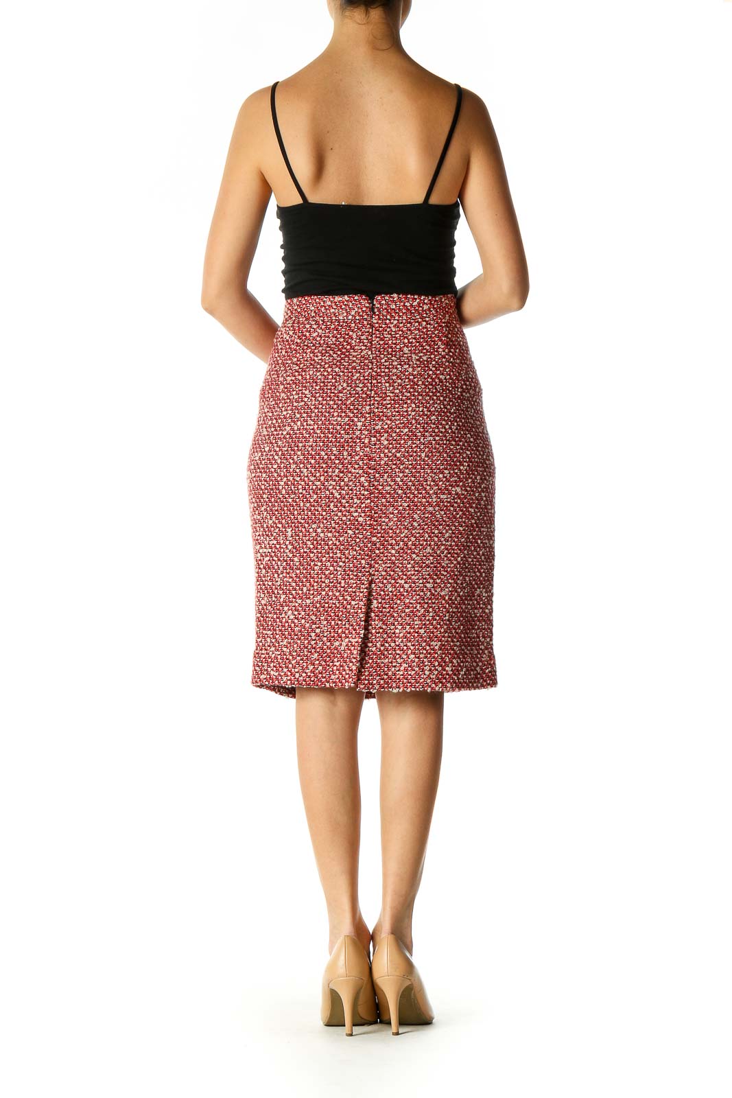 Red Paisley Classic Straight Skirt