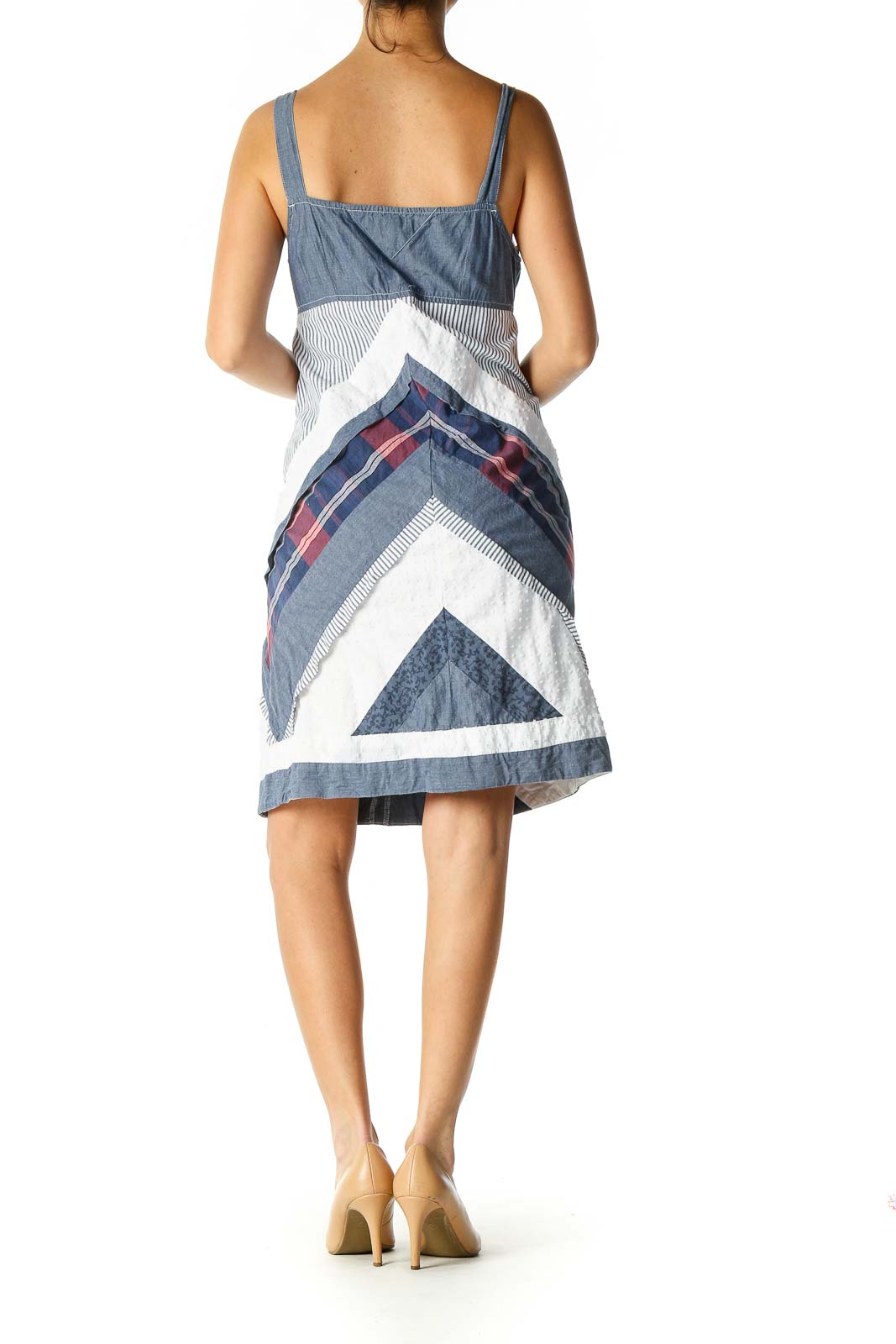 Blue Checkered A-Line Dress