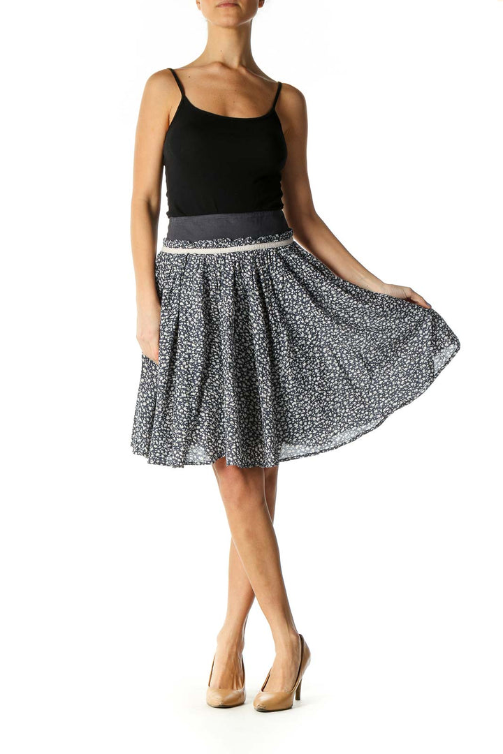 Black Animal Print Retro Flared Skirt