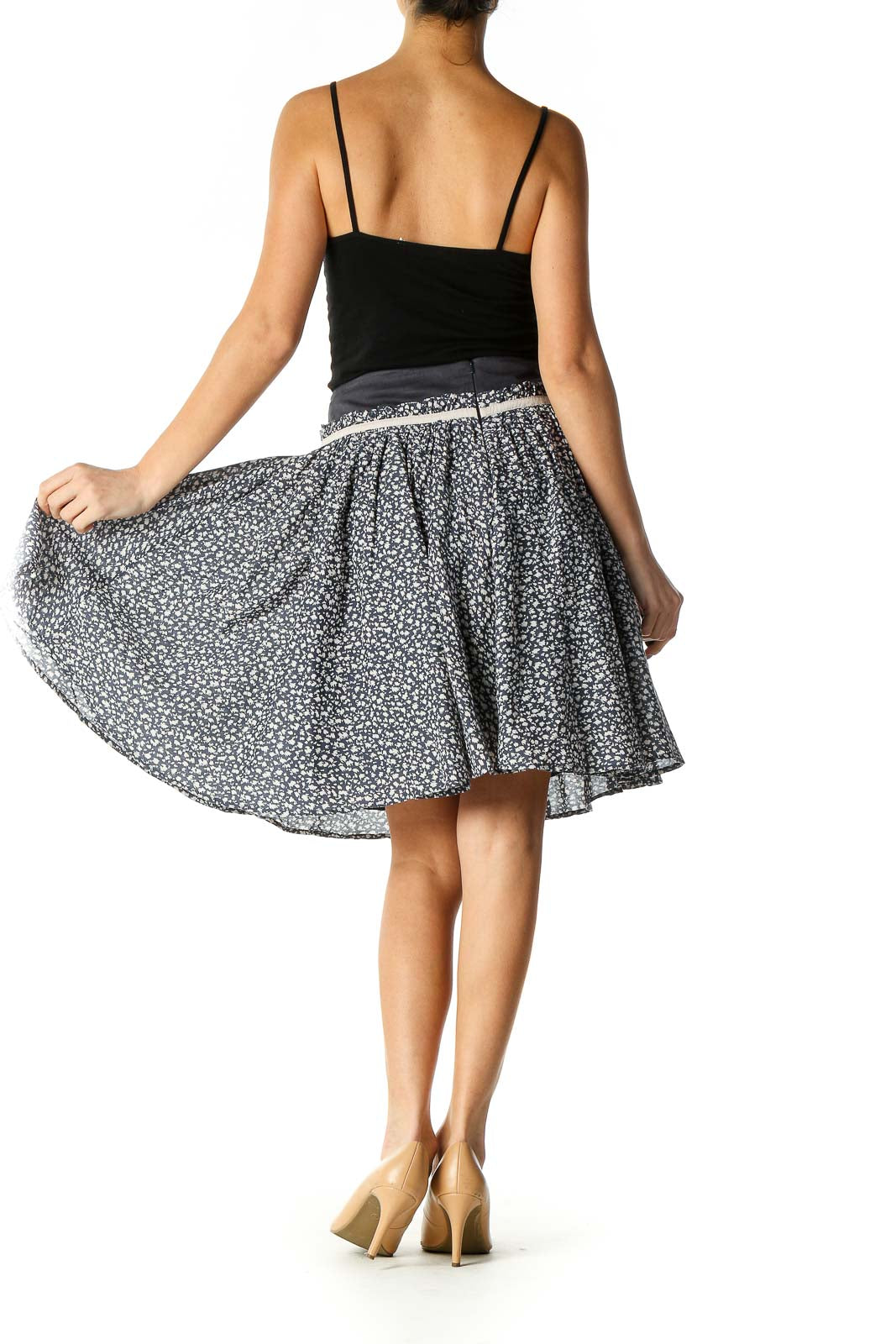 Black Animal Print Retro Flared Skirt