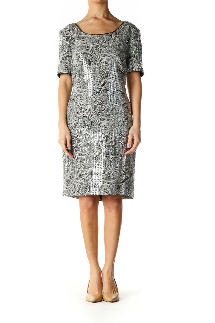 Gray Holiday A-Line Dress