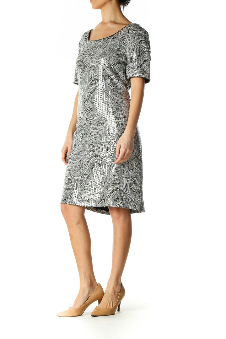 Gray Holiday A-Line Dress