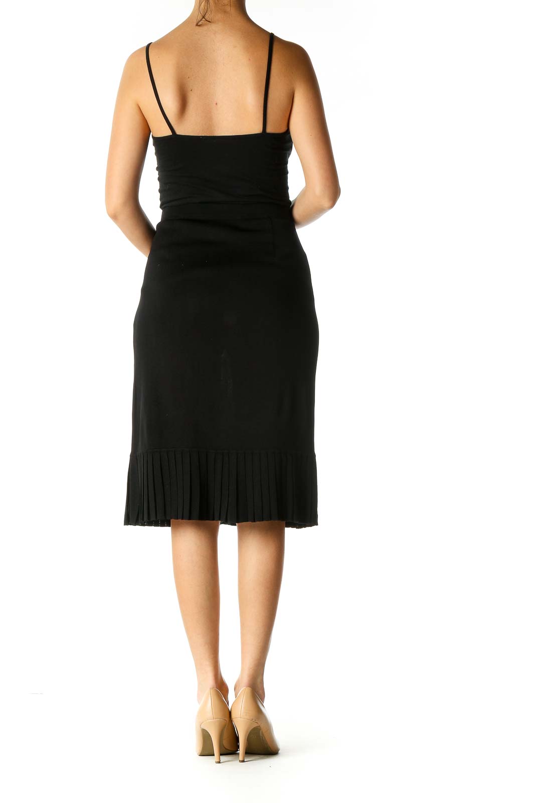 Black Solid Retro Pencil Skirt