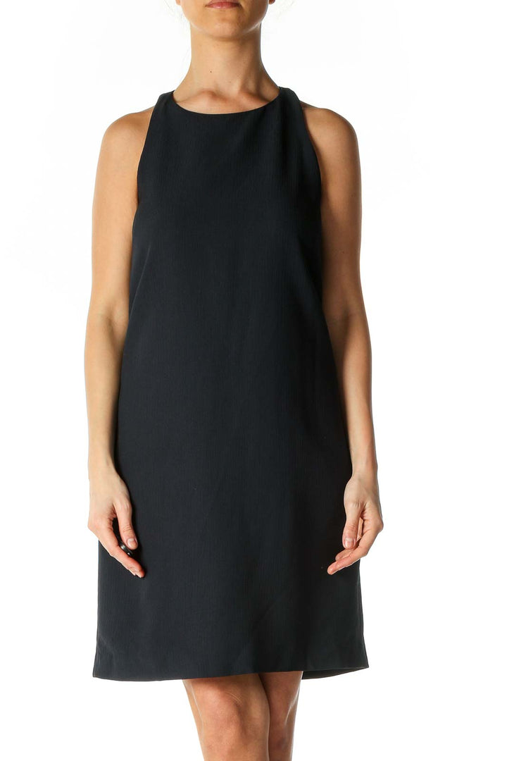 Black Solid Casual Shift Dress