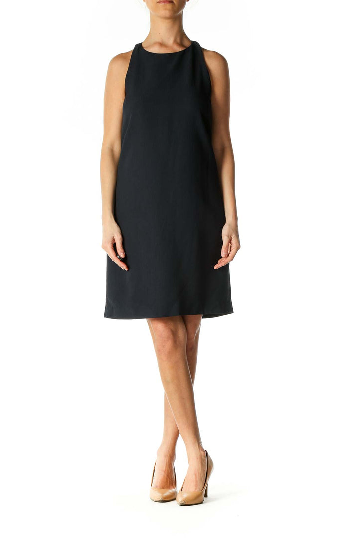 Black Solid Casual Shift Dress