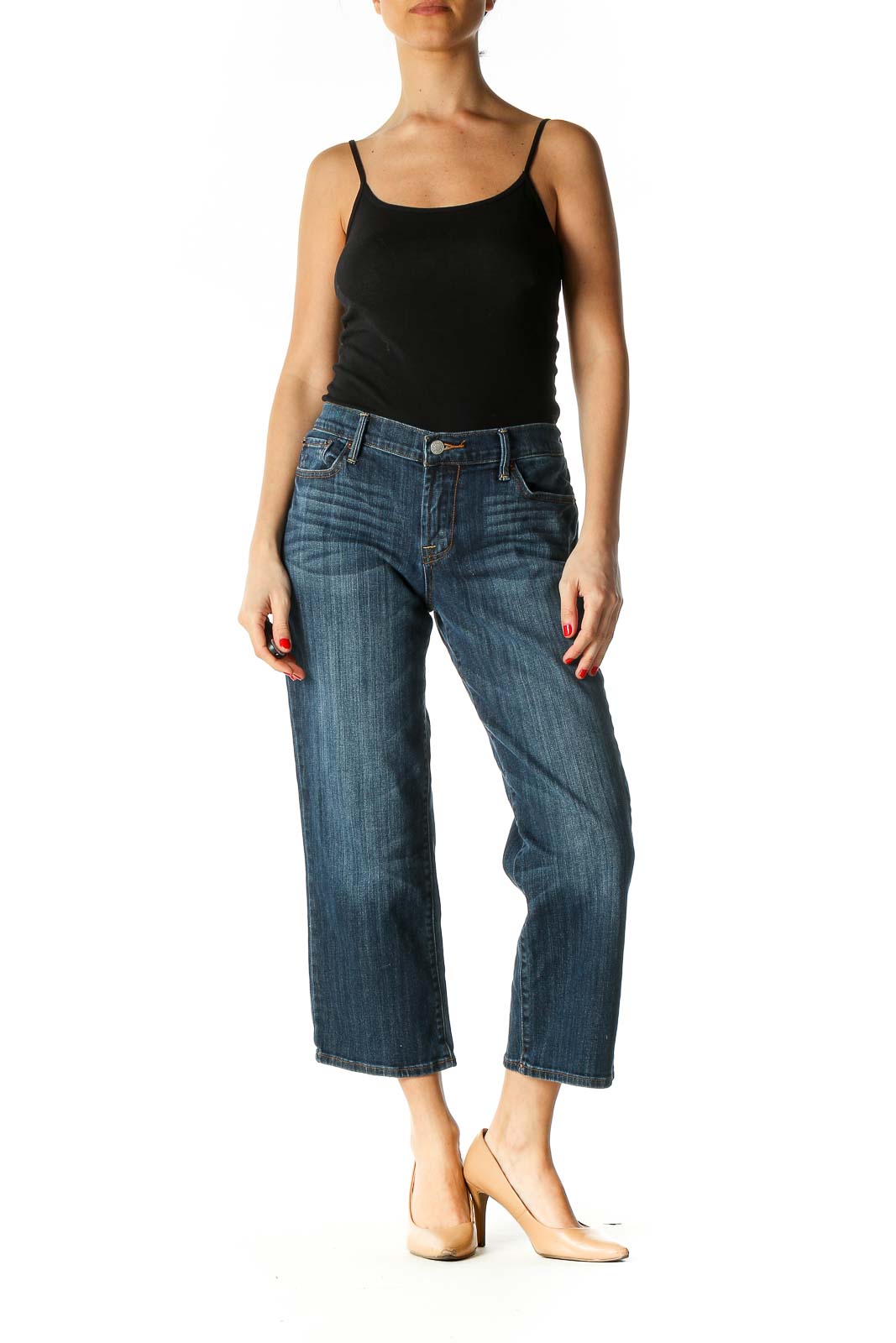 Blue Casual Straight Leg Jeans