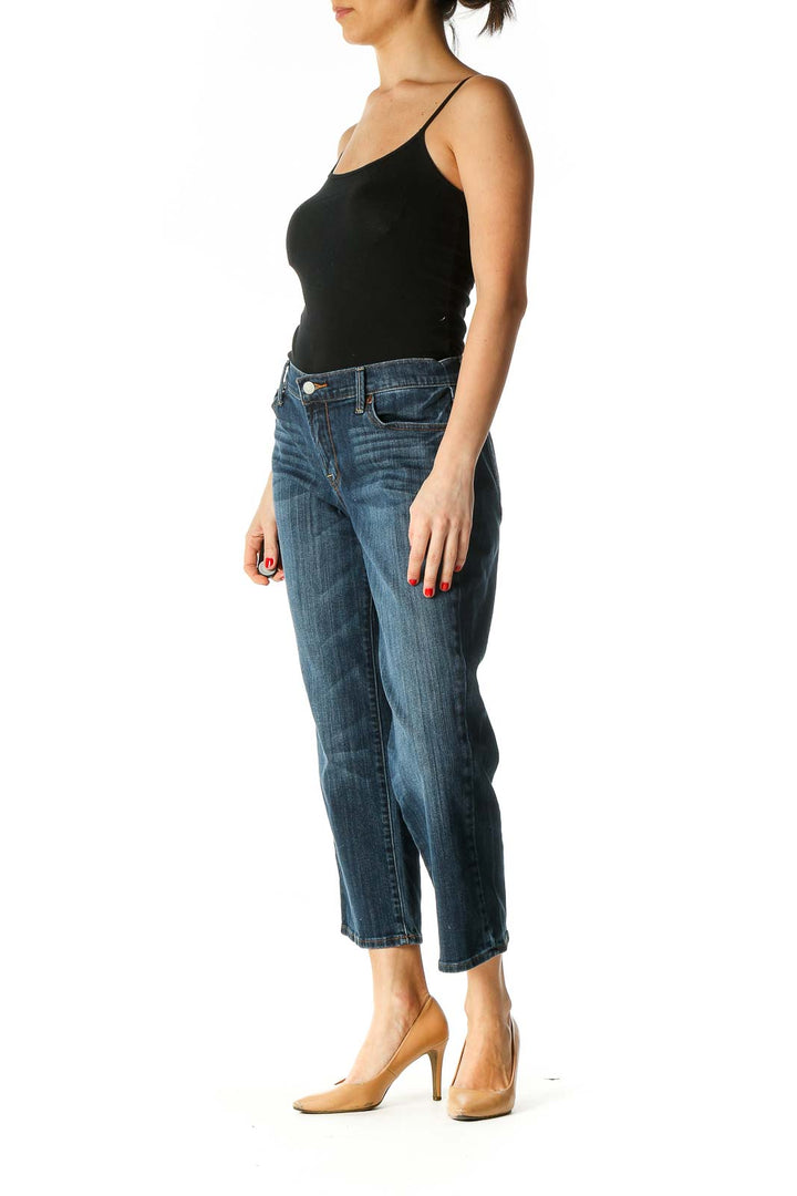 Blue Casual Straight Leg Jeans