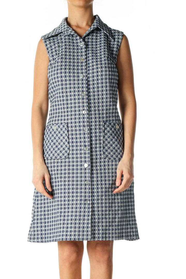 Blue Houndstooth Dress