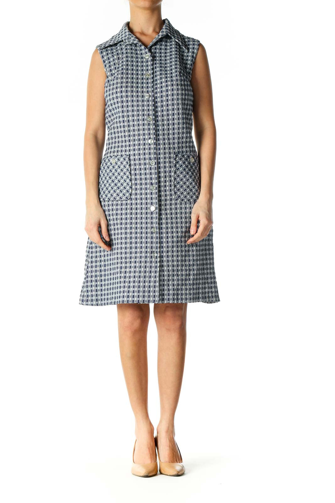 Blue Houndstooth Dress