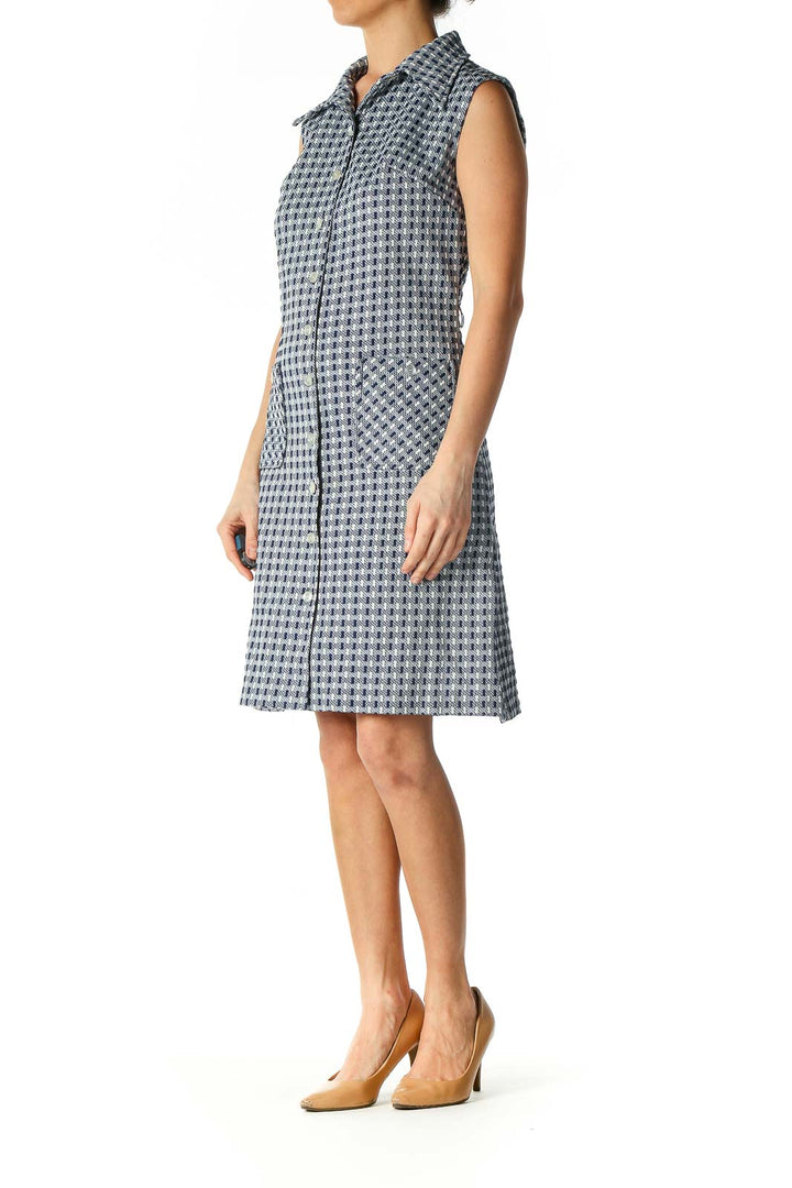 Blue Houndstooth Dress