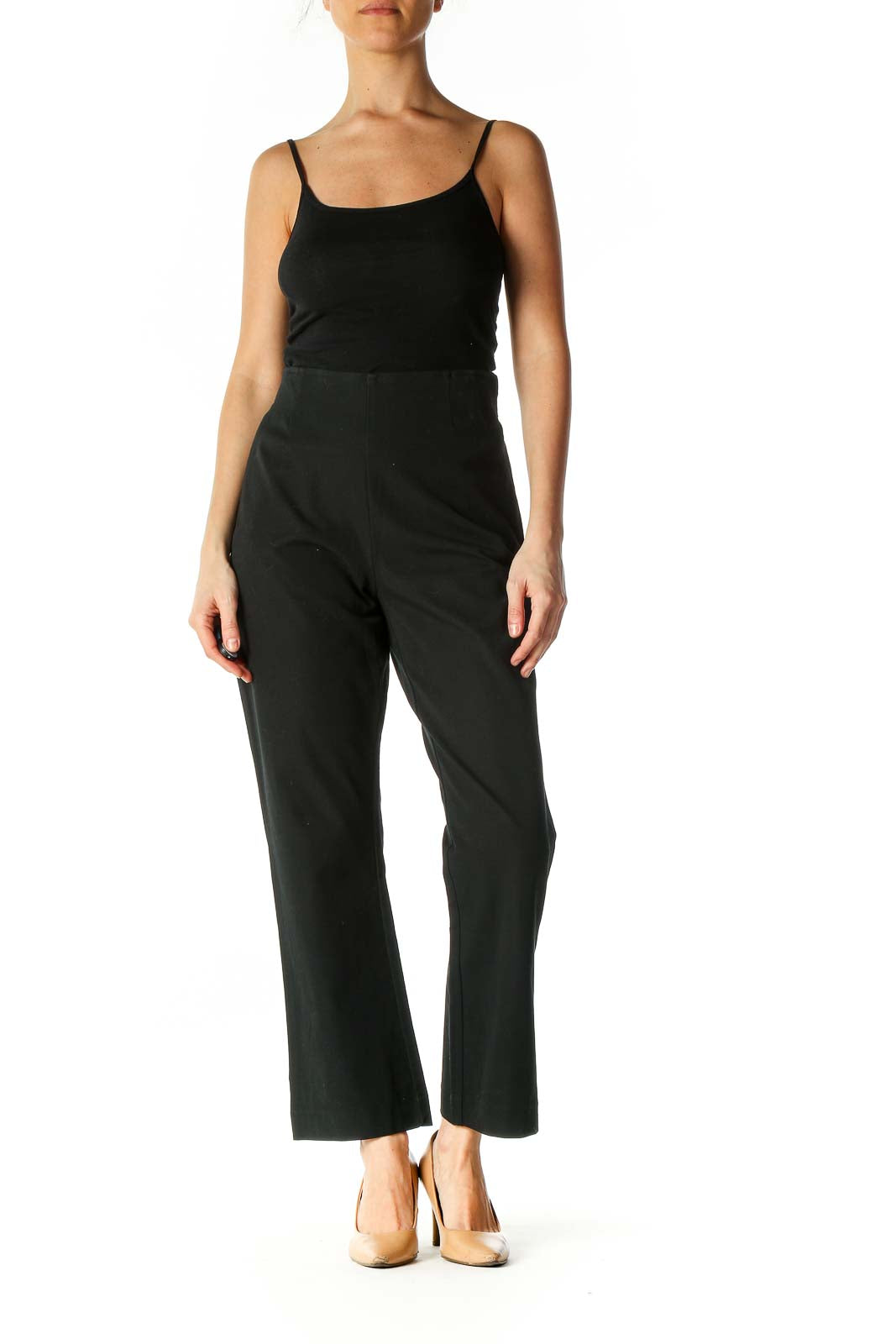 Black Solid Classic Trousers