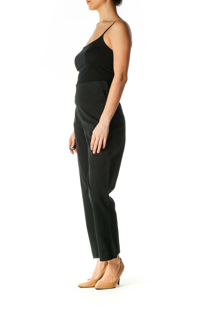 Black Solid Classic Trousers