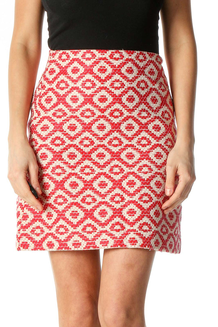 Red Argyle Print Texture A-Line Skirt