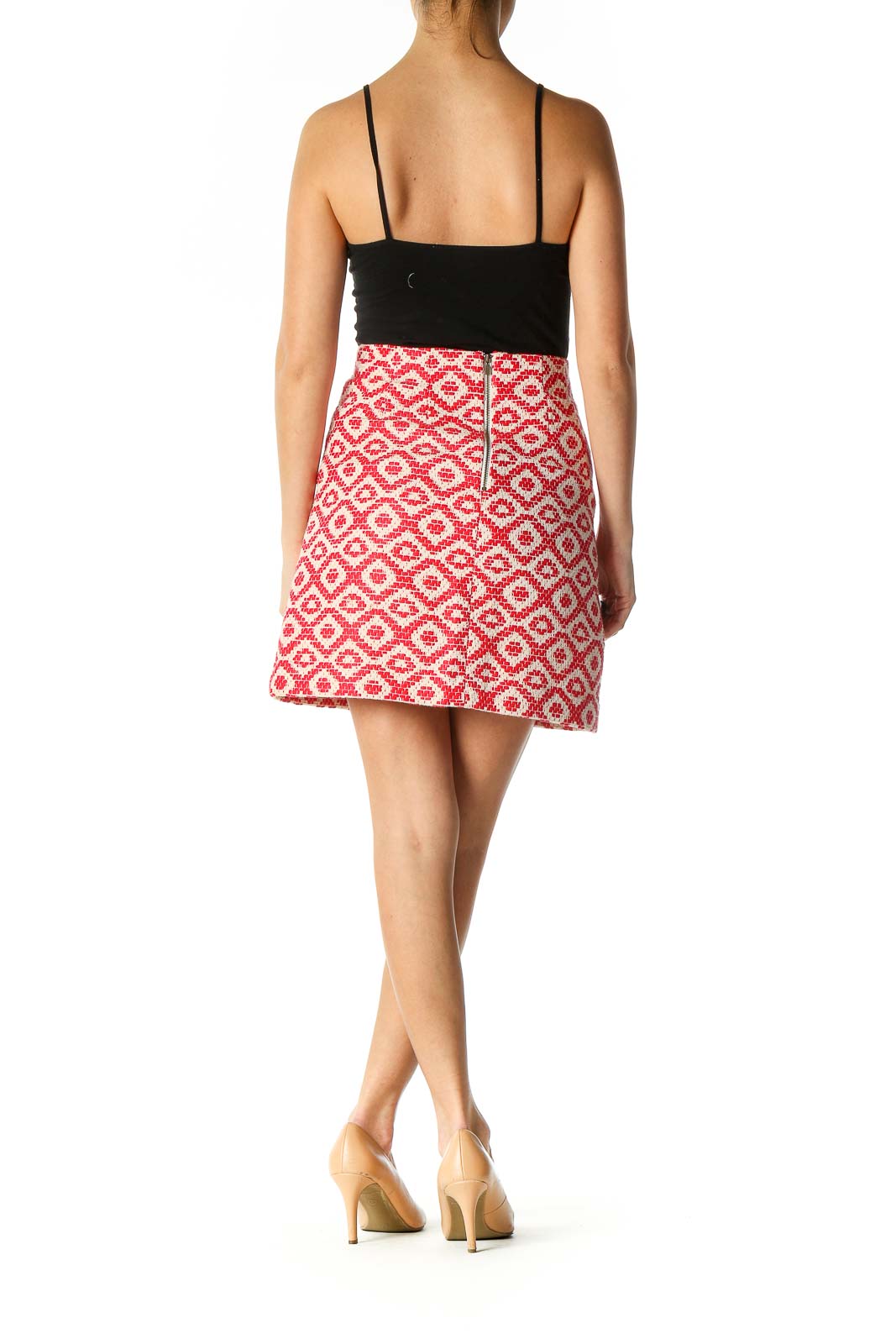 Red Argyle Print Texture A-Line Skirt