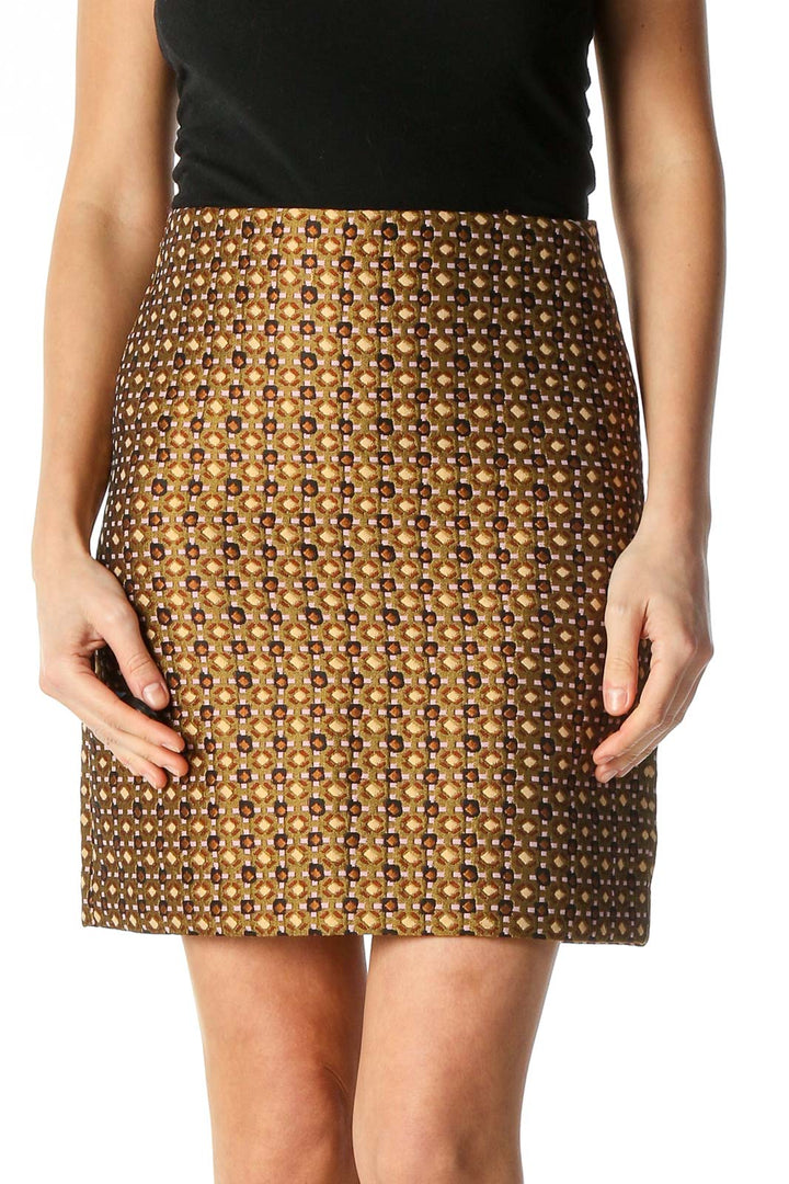 Brown Texture Casual A-Line Skirt