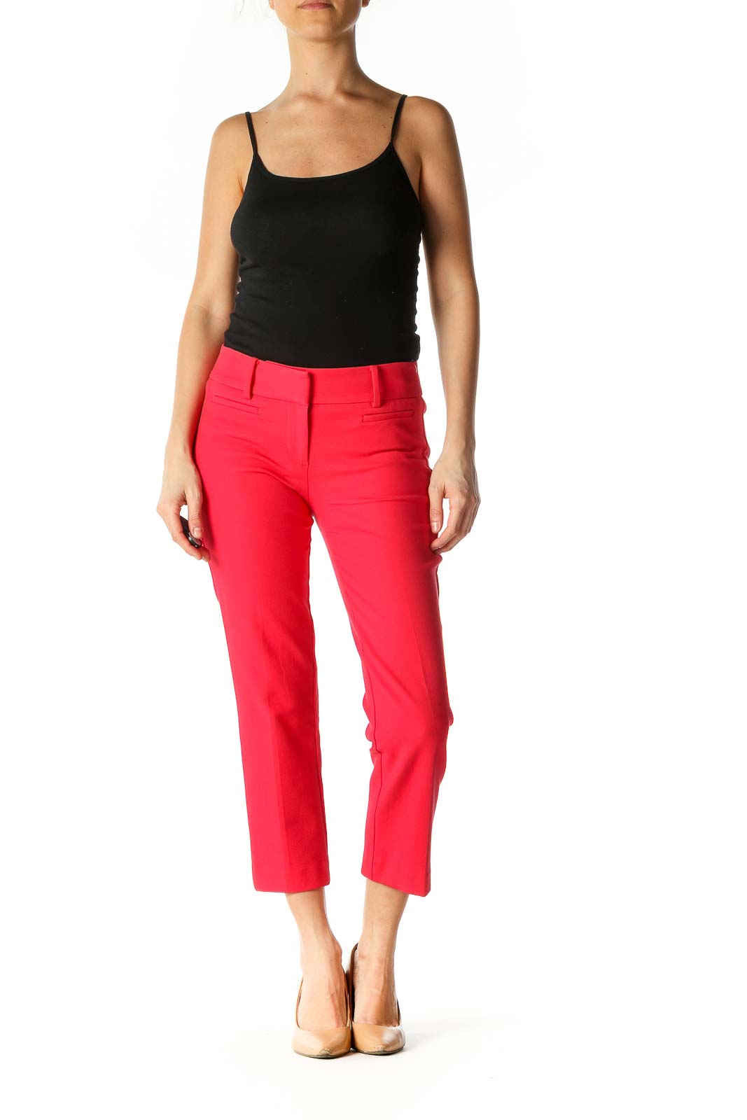 Red Solid Casual Trousers