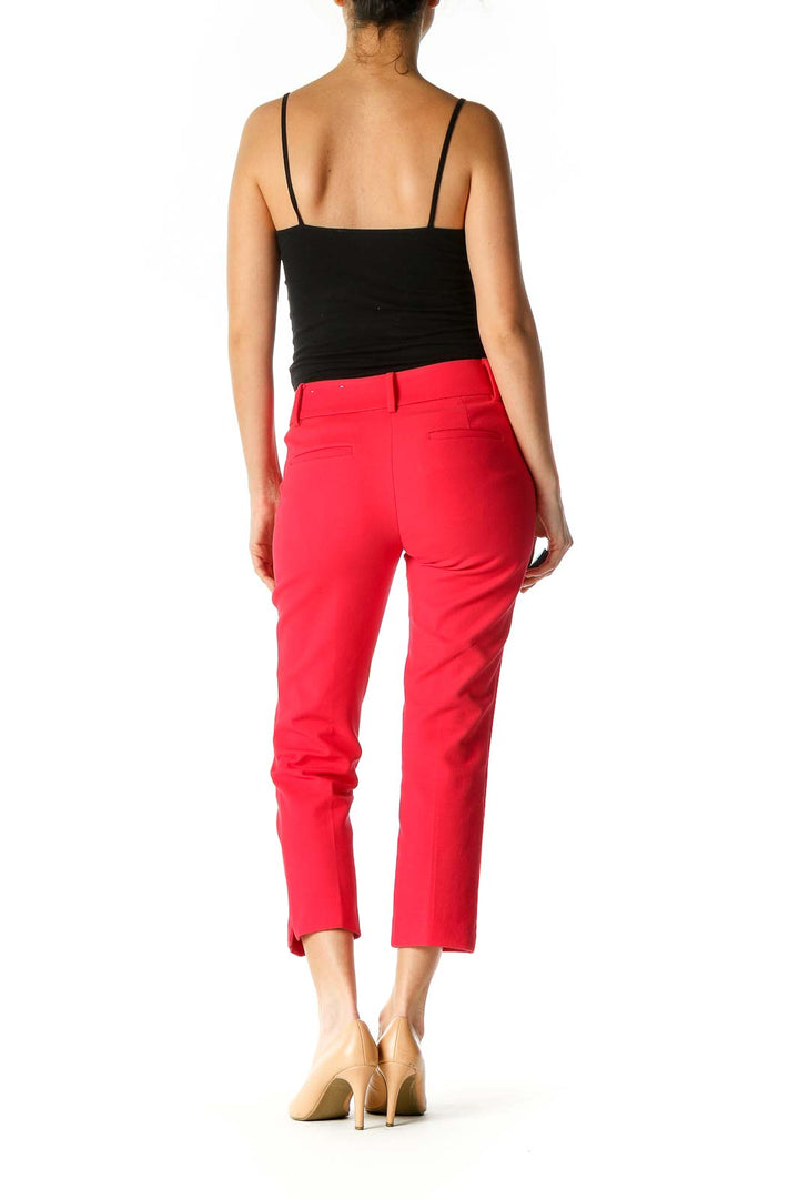 Red Solid Casual Trousers