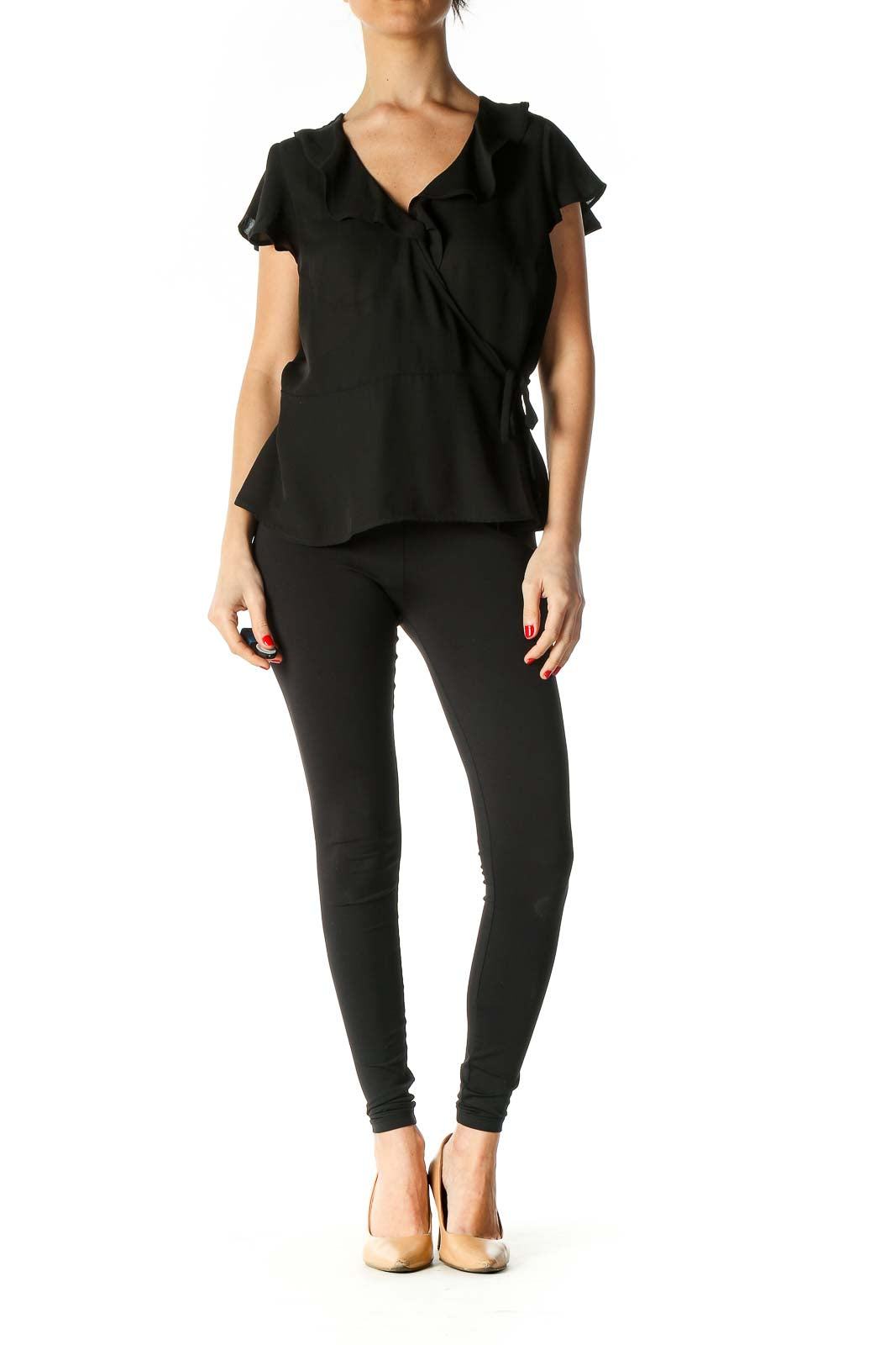 Black Solid Classic Blouse