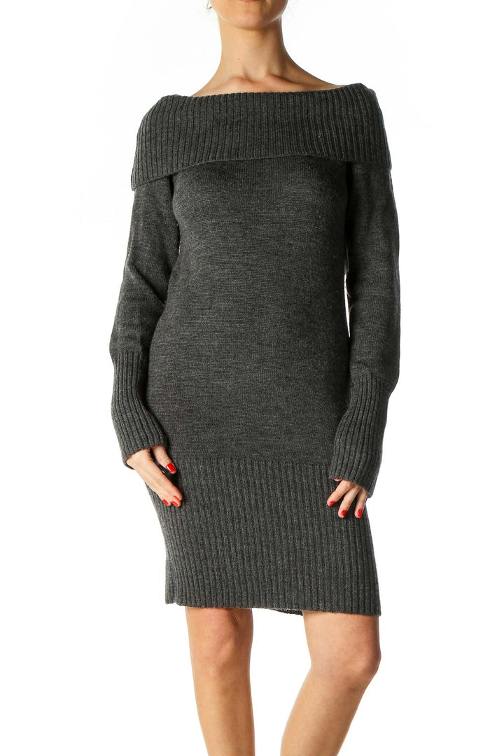 Lambswool Gray Textured Sheath Dress