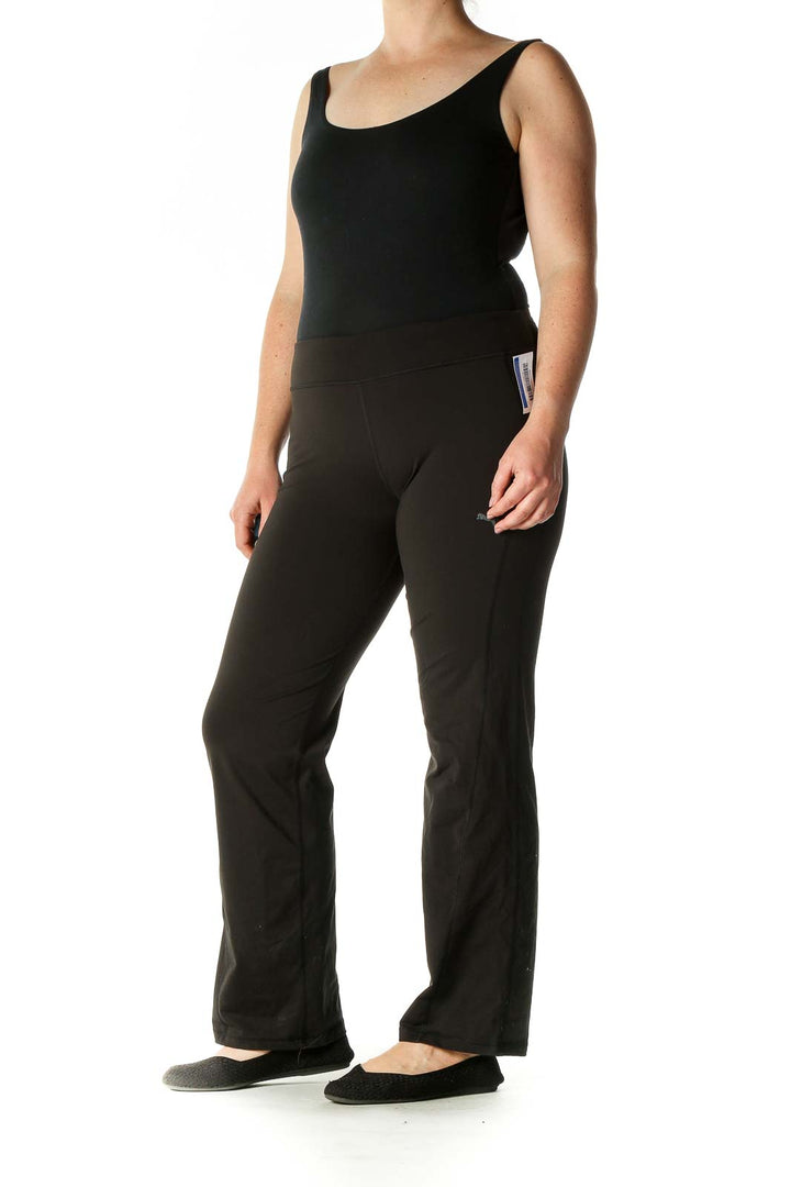 Black Solid Active Pants