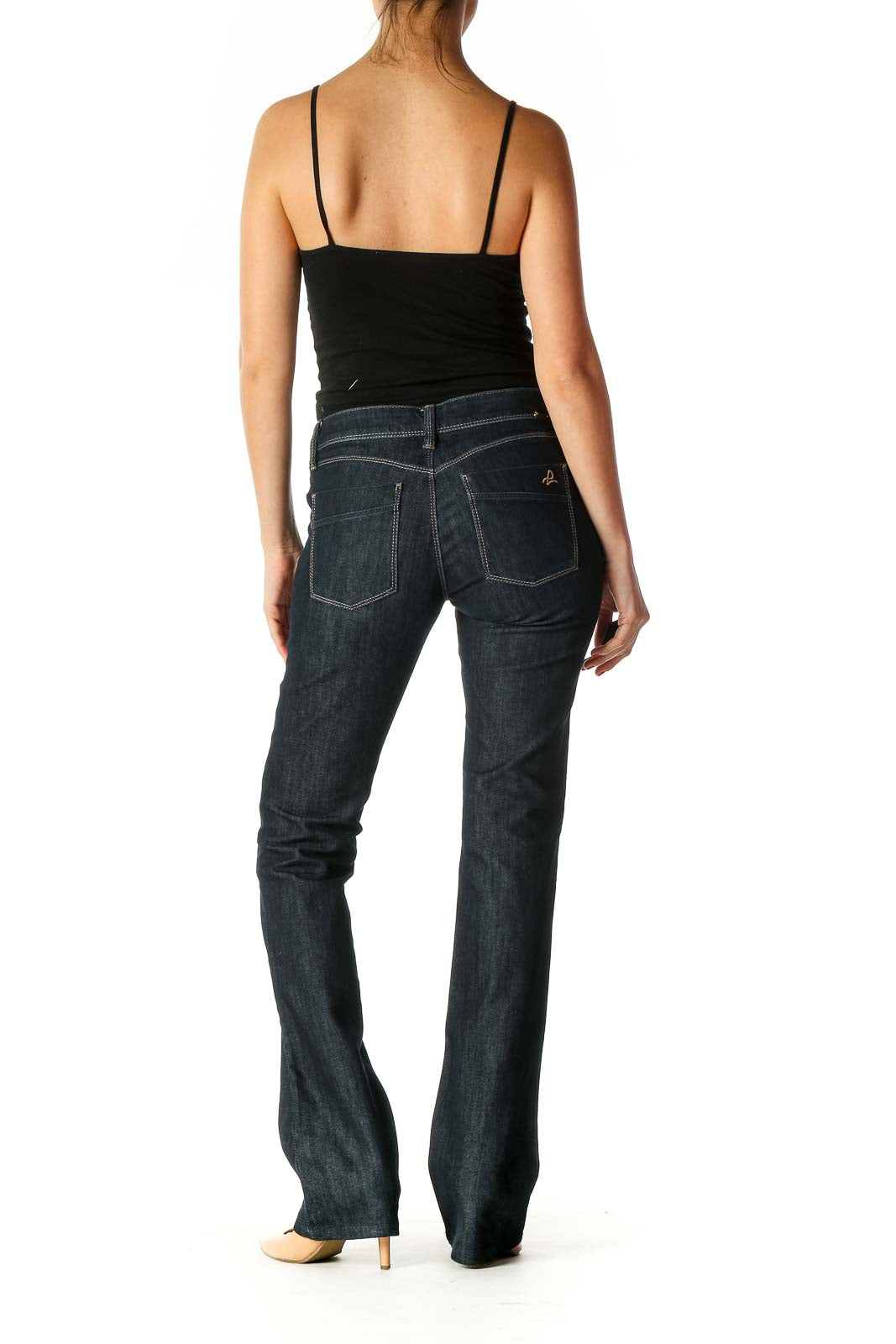 Blue Casual Straight Leg Jeans