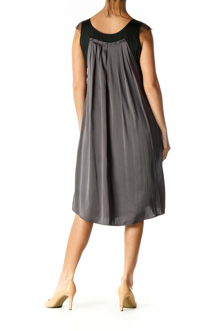 Gray Solid Retro Dress