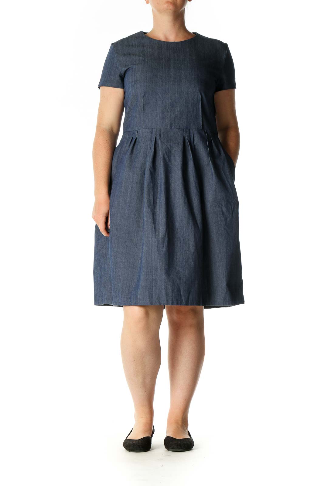 Gray Solid Casual A-Line Dress