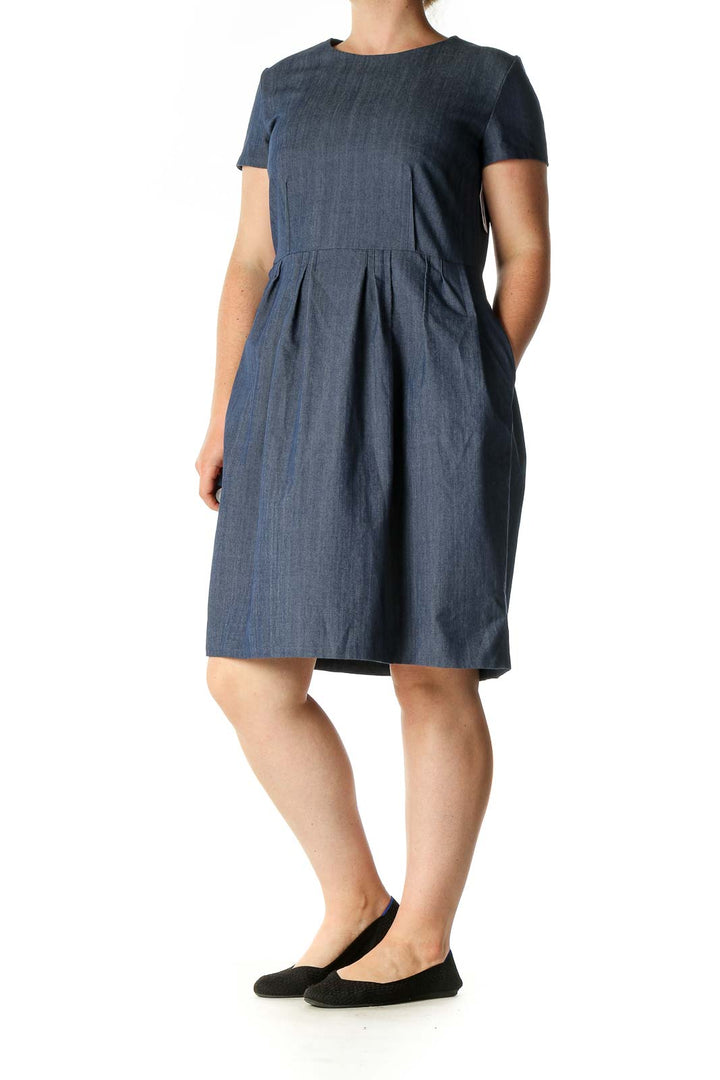 Gray Solid Casual A-Line Dress