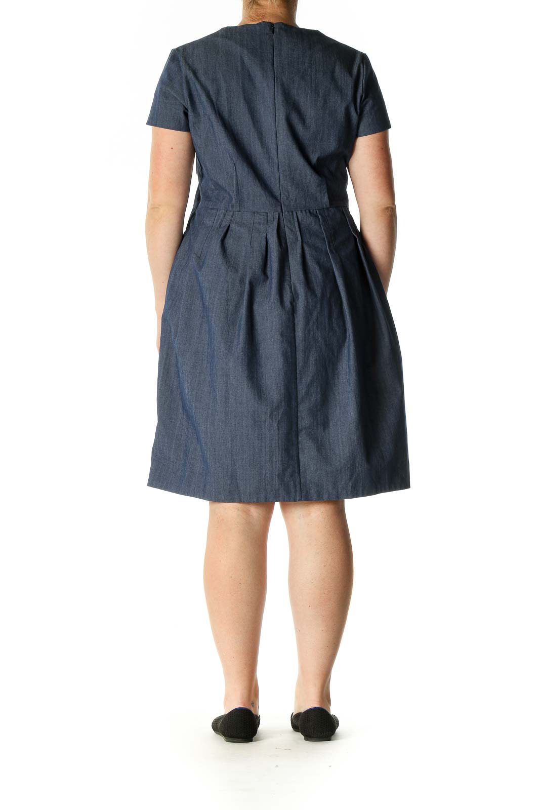 Gray Solid Casual A-Line Dress