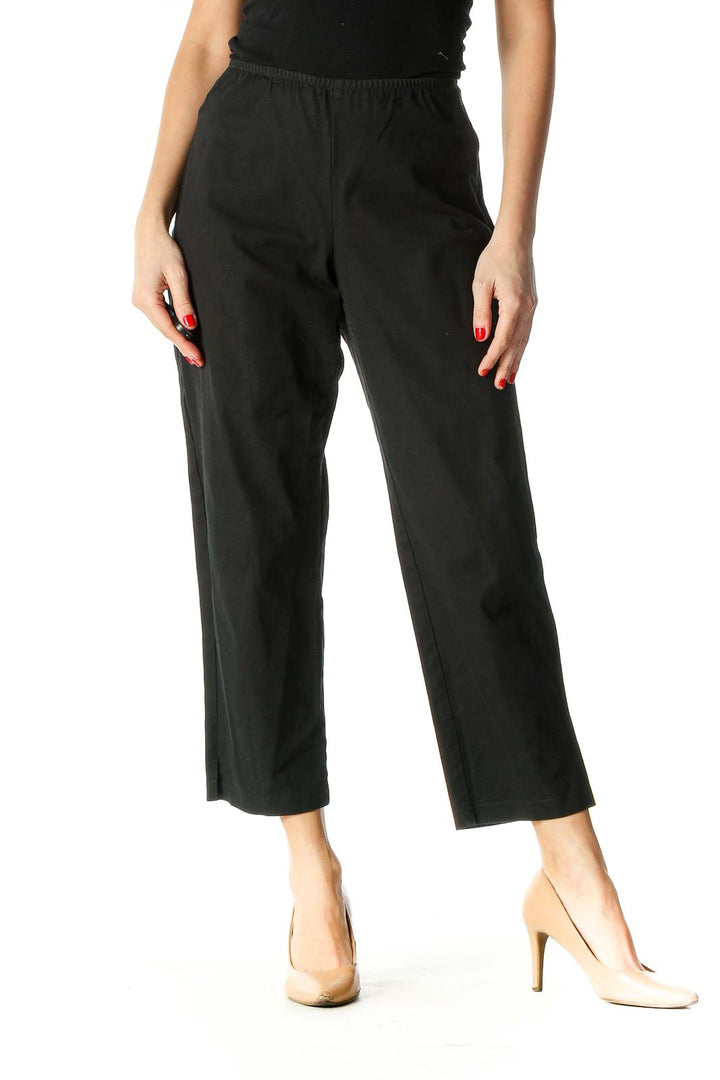 Black Solid Classic Trousers