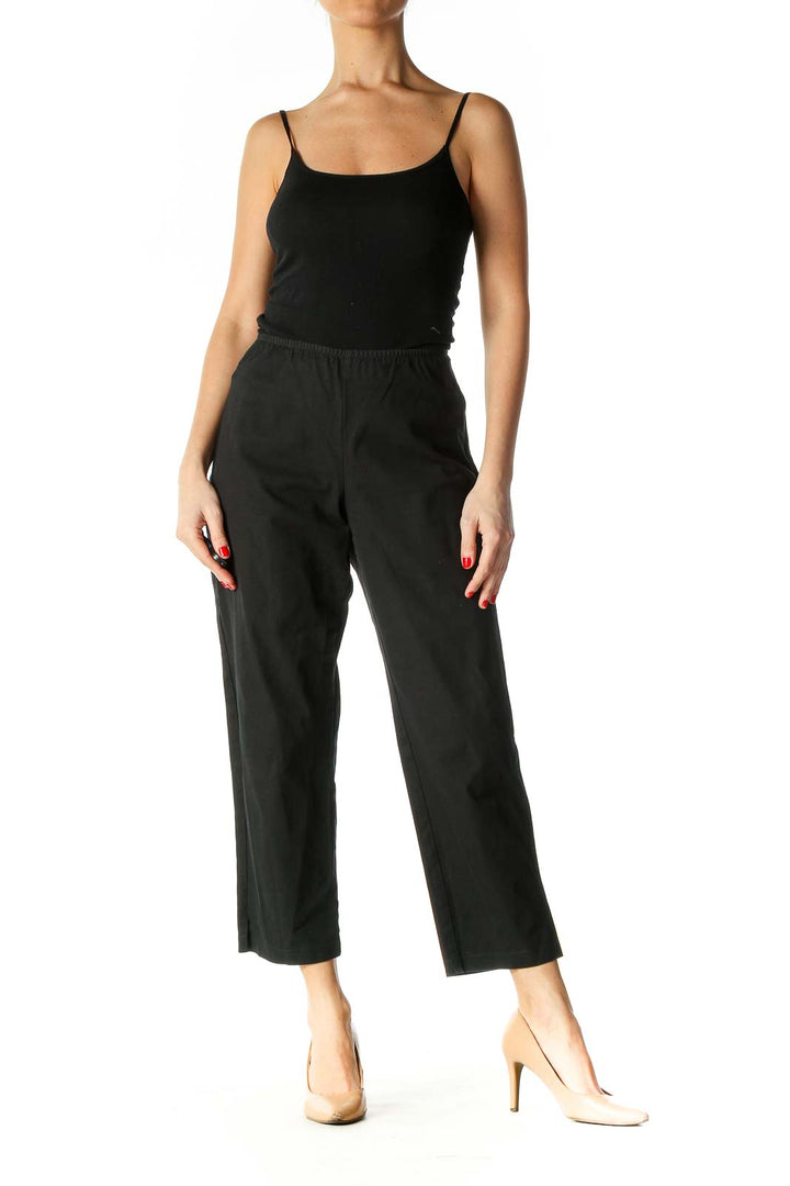 Black Solid Classic Trousers