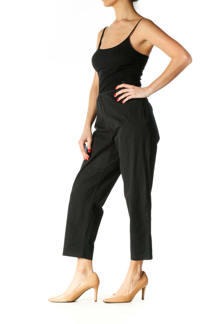 Black Solid Classic Trousers