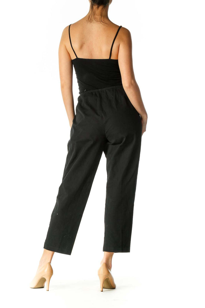 Black Solid Classic Trousers