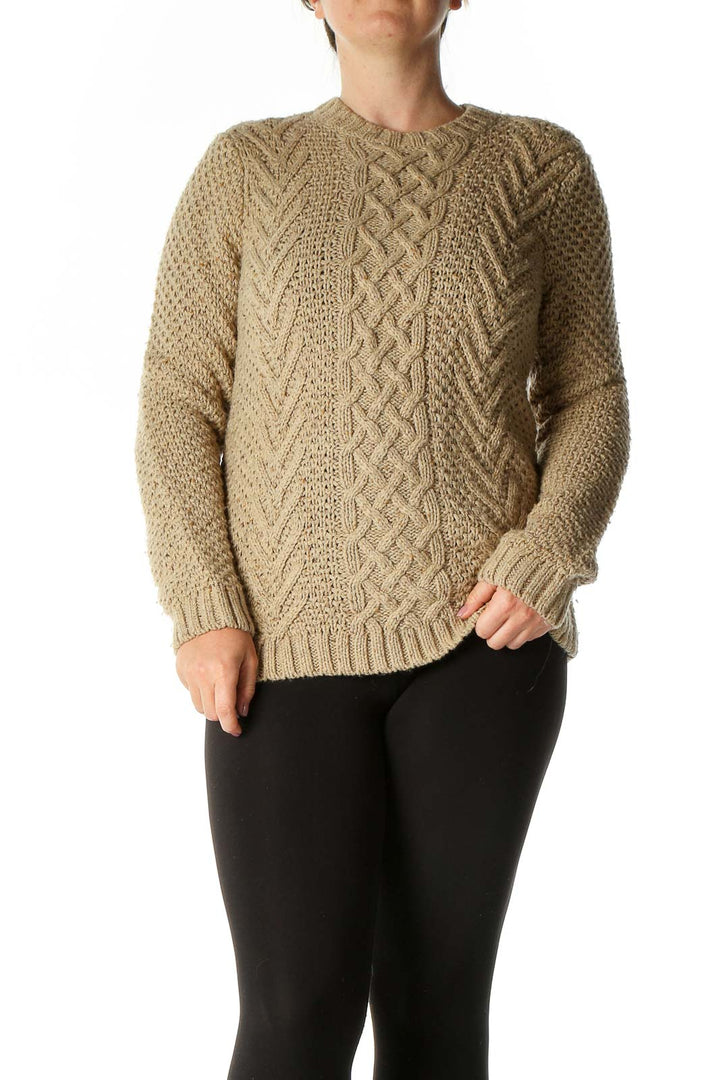 Brown Textured Casual Sweater