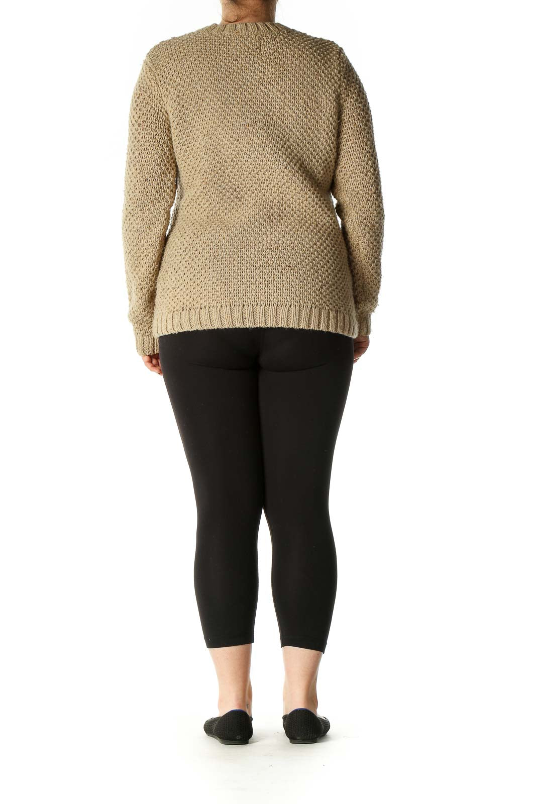 Brown Textured Casual Sweater