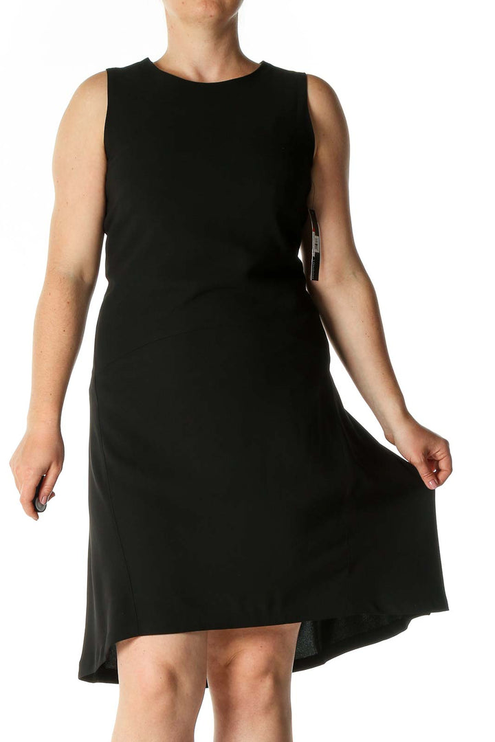 Black Solid Casual A-Line Dress