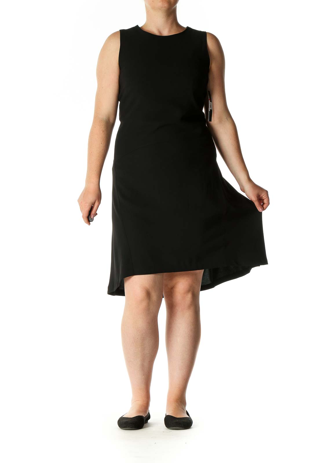 Black Solid Casual A-Line Dress