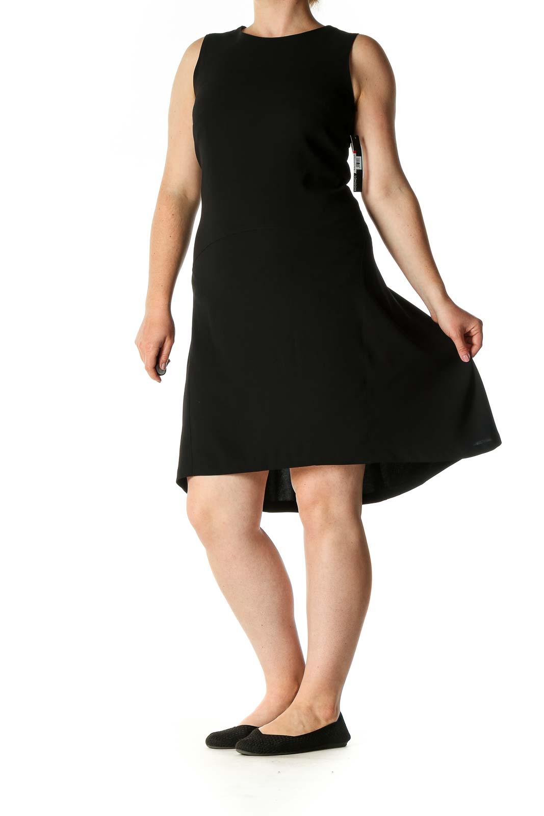 Black Solid Casual A-Line Dress