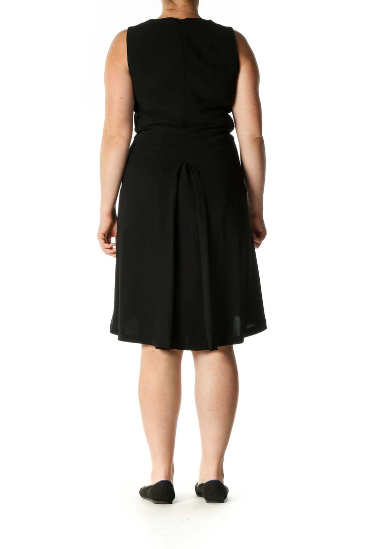 Black Solid Casual A-Line Dress