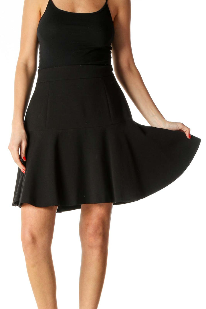 Black Solid Casual A-Line Dress