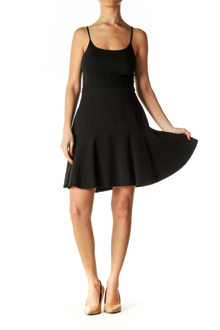 Black Solid Casual A-Line Dress